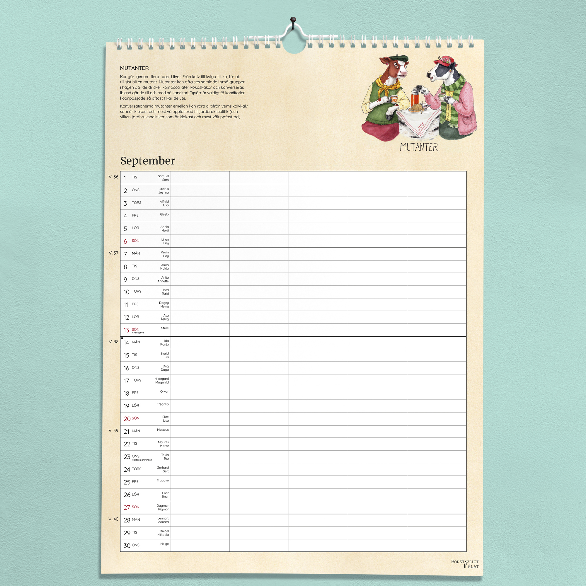 Bokstavligt målats familjekalender 2026